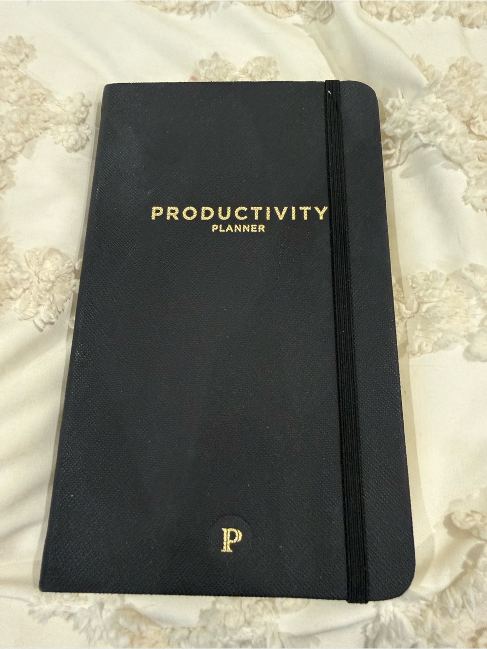 Black Productivity Planner Notebook with Gold Foil